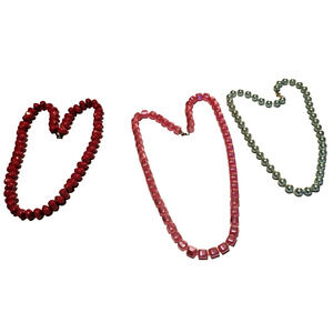 Vintage 3-Strand Glass Bead Necklace 1950s MCM Statement Boho Grandmillennial